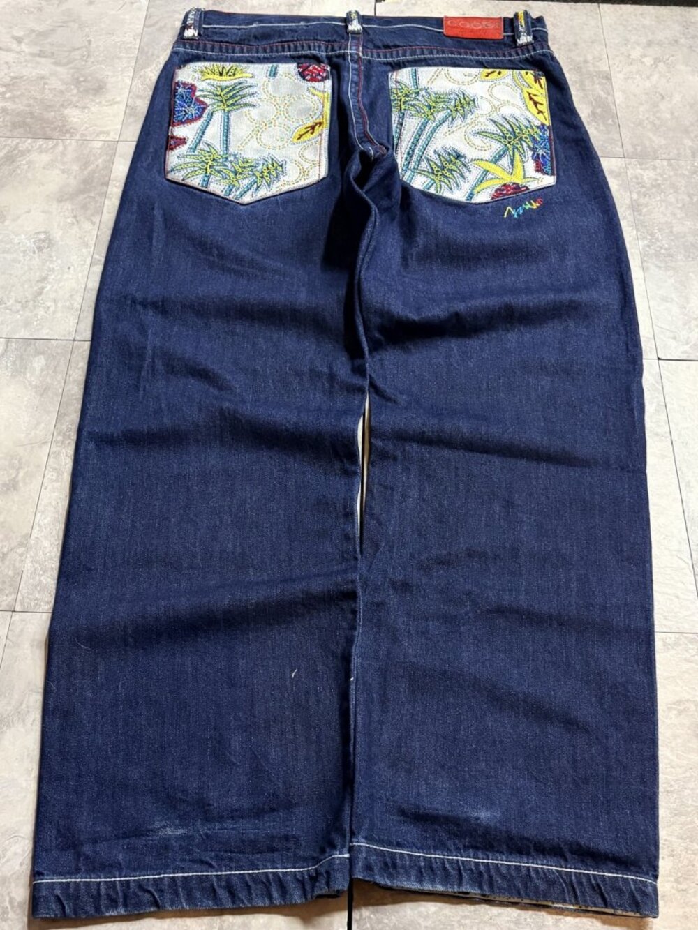 Coogi Tropical Baggy Jeans 38x34 Dark Indigo